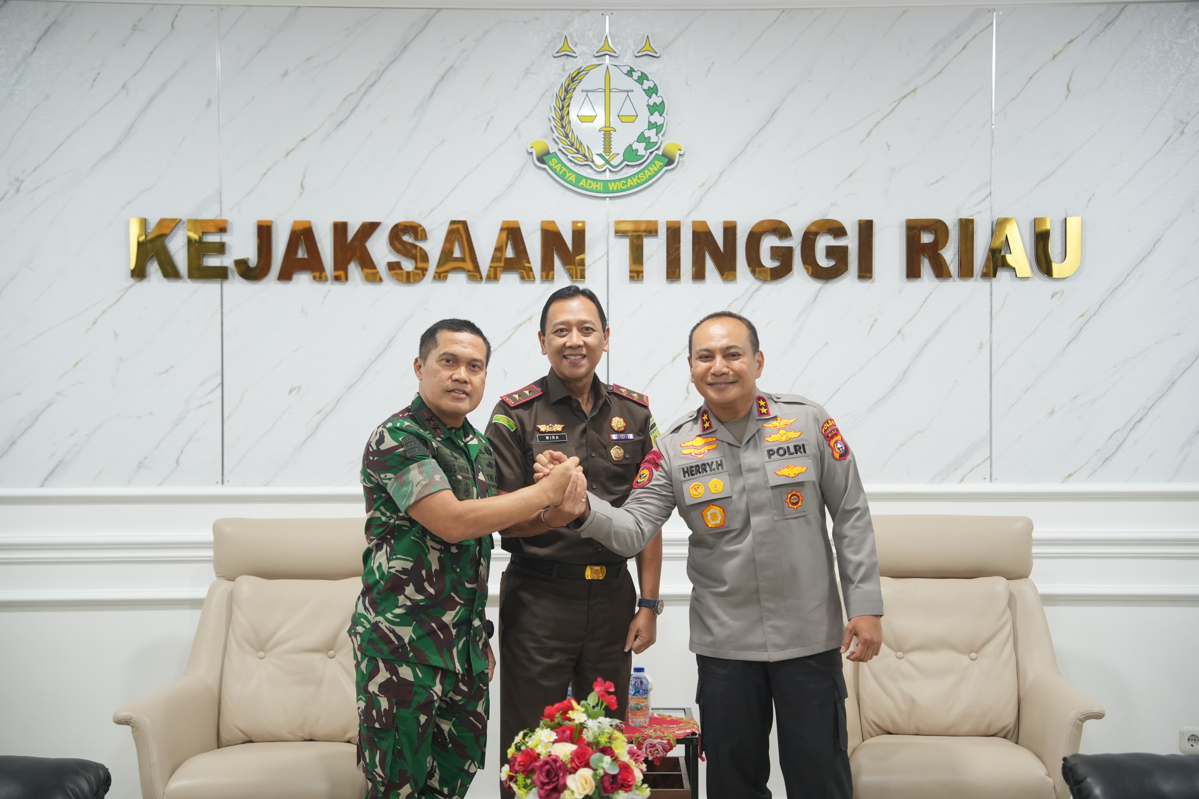 Jaksa, Polisi dan TNI di Riau Bersatu dalam Penegakan Hukum yang Berintegritas