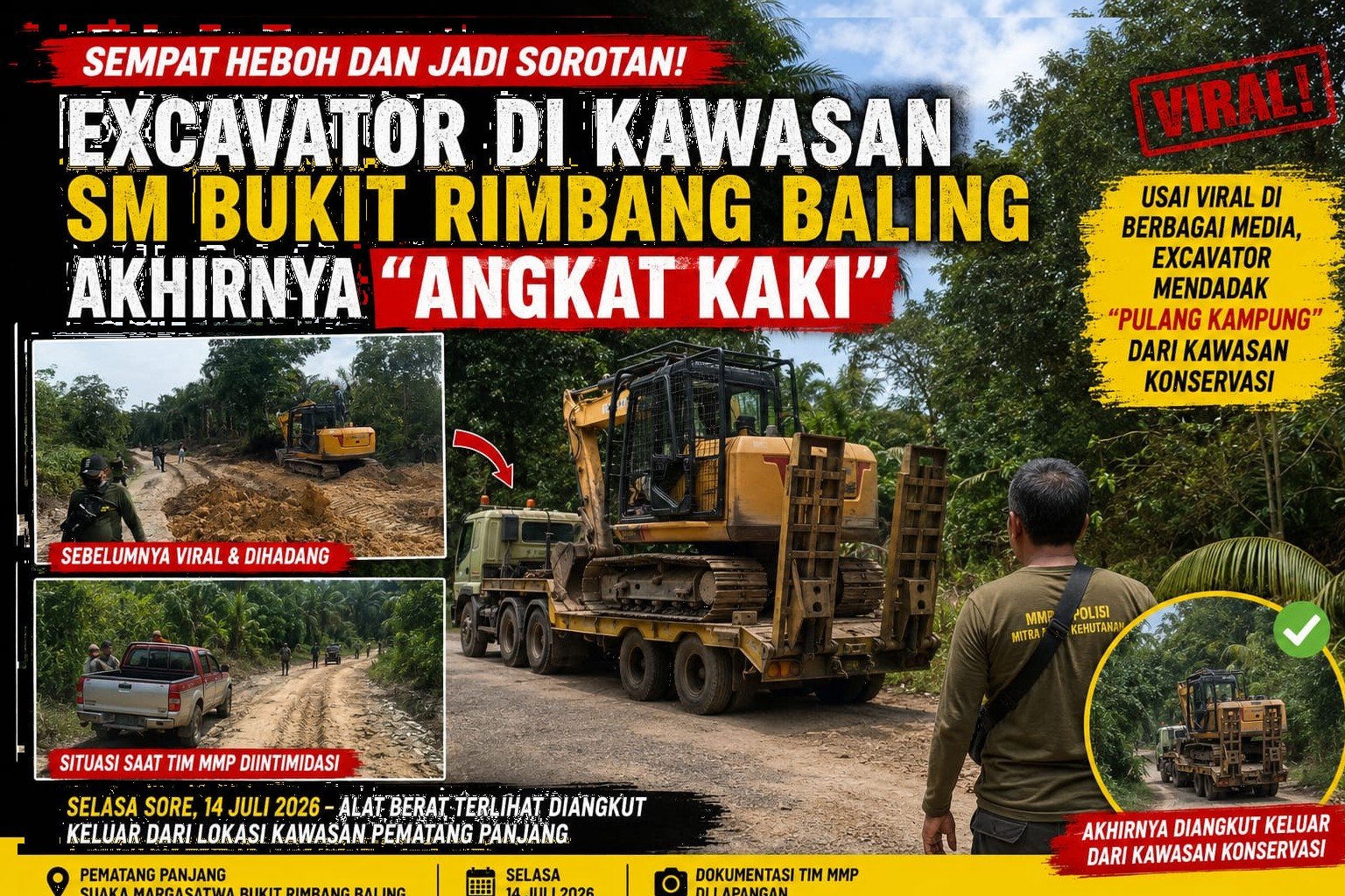 Setelah Ramai Disorot, Excavator yang Sempat Bikin Heboh Kini Diam-Diam Keluar dari Kawasan